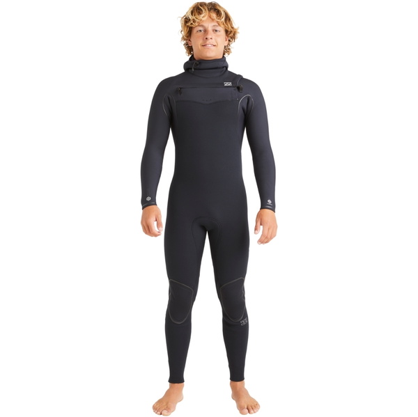 2025 Billabong Masculino Furnace Natural 5/4mm Com Capuz Chest Zip Wetsuit ABYW200122 - Black